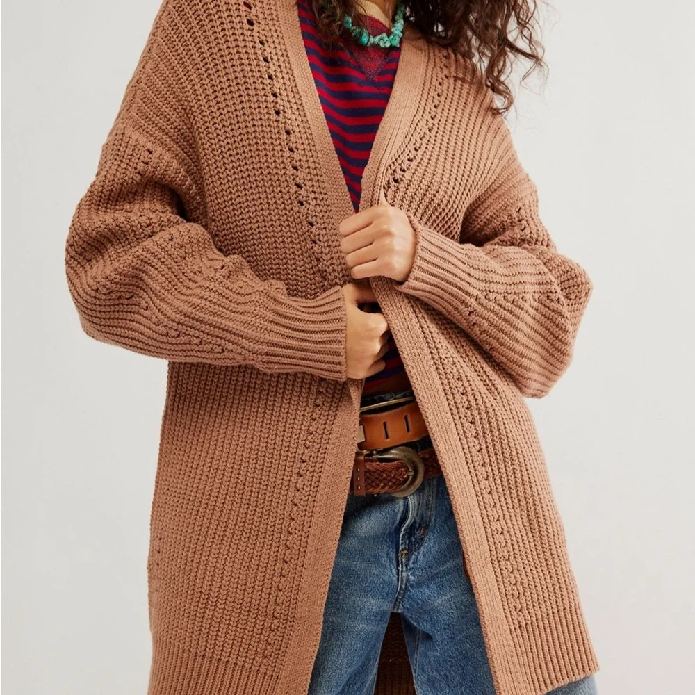 Free People Black Chunky Open-Front Knit Cardigan - Picture 6 of 6